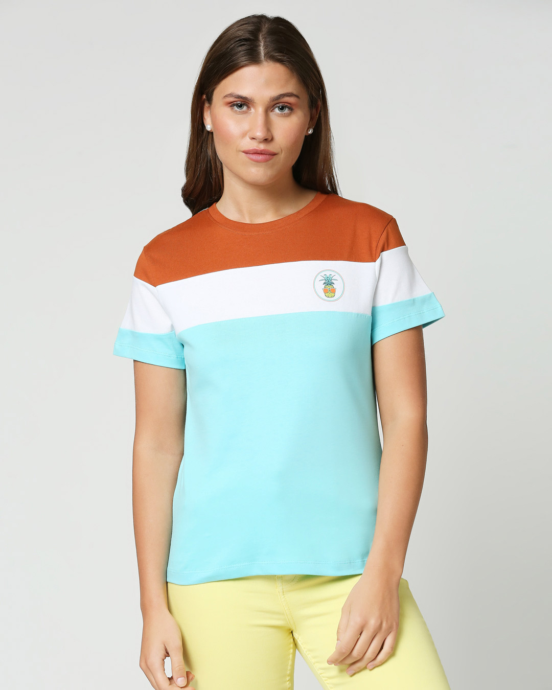 Shop Cool Apple Color Block Printed T-Shirt-Back