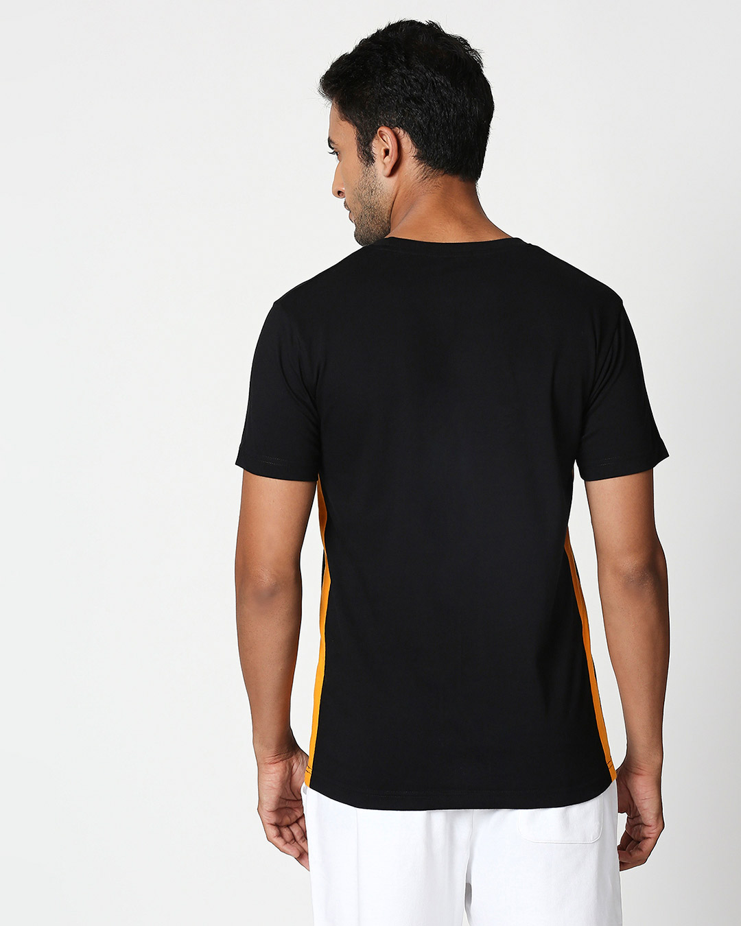 Shop Cool Daffy Contrast Side Seam Panel T-Shirt (LTL) Black-Neon Orange-Back