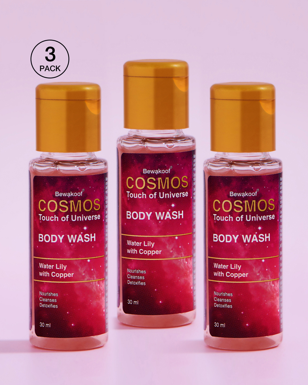 Shop Body Wash By Bewakoof With Water Lily & Copper 30ml (Pack Of 3)-Front