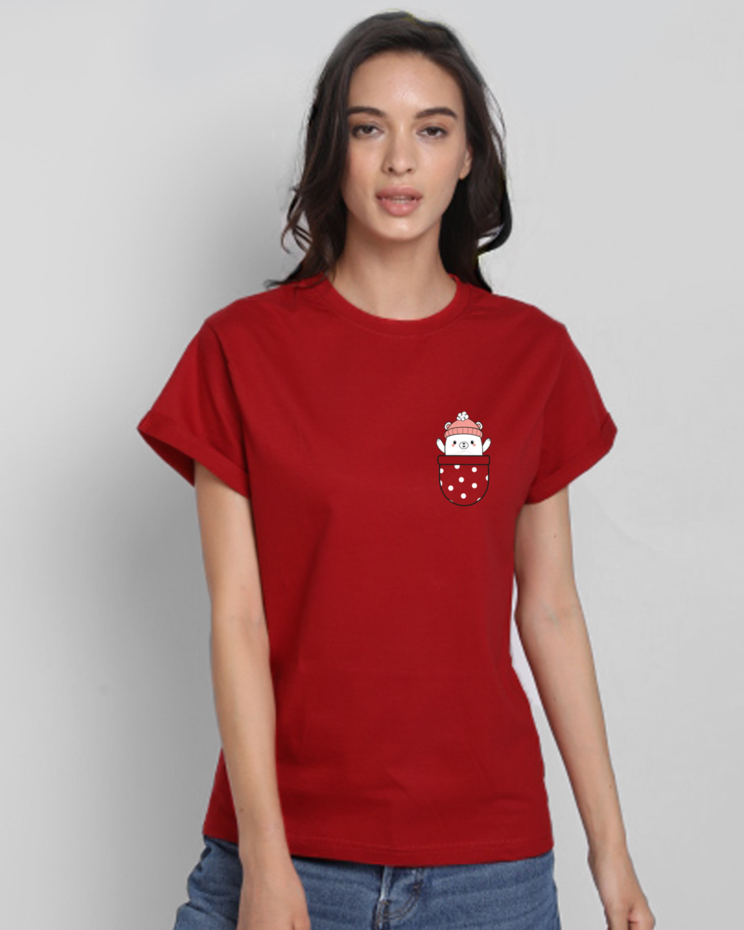 Shop Cozy Bear Boyfriend T-Shirt Bold Red-Back