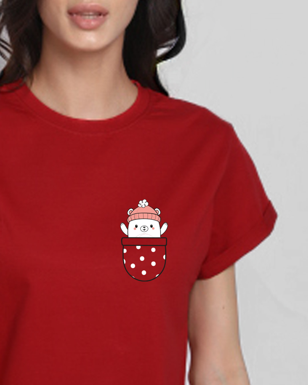 

Cozy Bear Boyfriend T-Shirts Bold Red Women' Printed Boyfriend T-Shirts Bewakoof.com