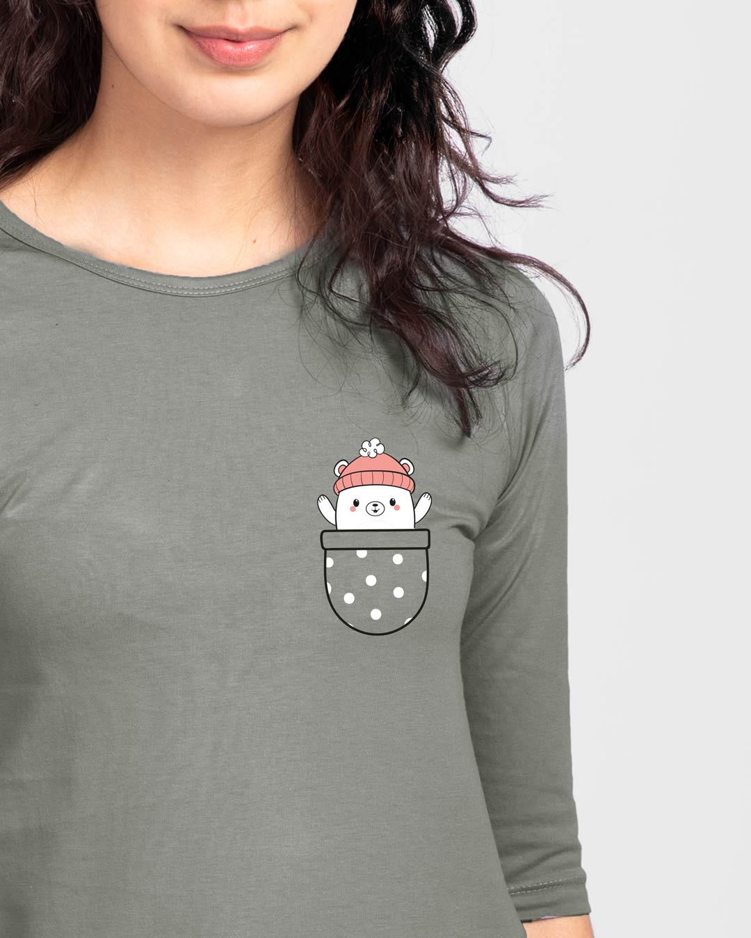 

Cozy Bear Round Neck 3/4 Sleeve T-Shirts Meteor Grey Women' Printed Round Neck 3/4 Sleeve T-Shirts Bewakoof.com