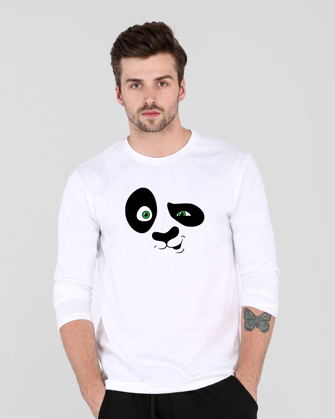 Shop Men's White Crazy Panda Printed T-shirt-Back