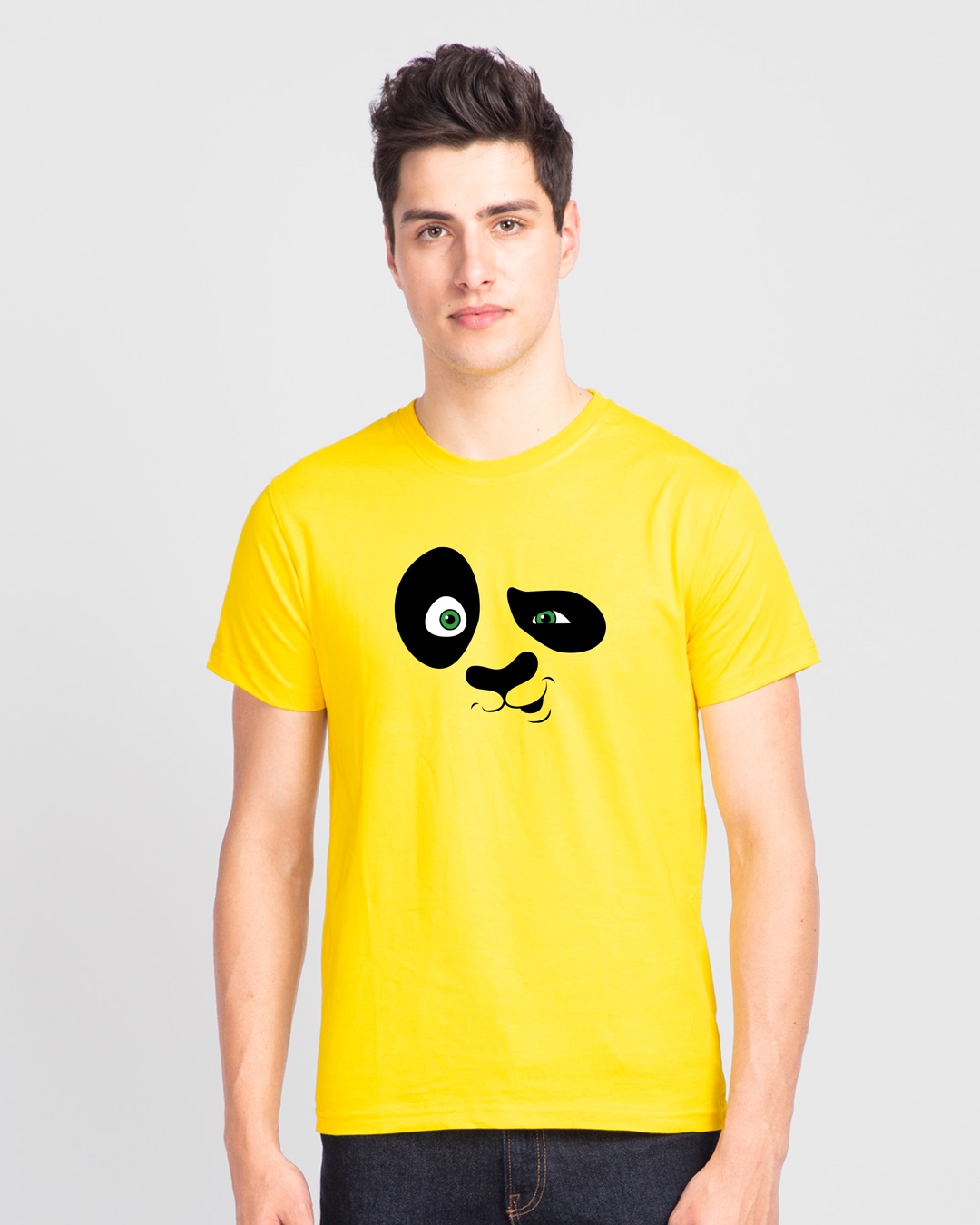 Shop Crazy Panda Half Sleeve T-Shirt Pineapple Yellow -Back