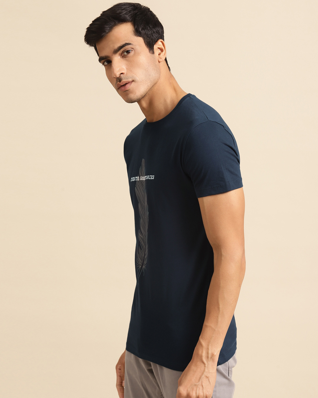Shop Create Good Stories Half Sleeve T-Shirt Navy Blue-Back
