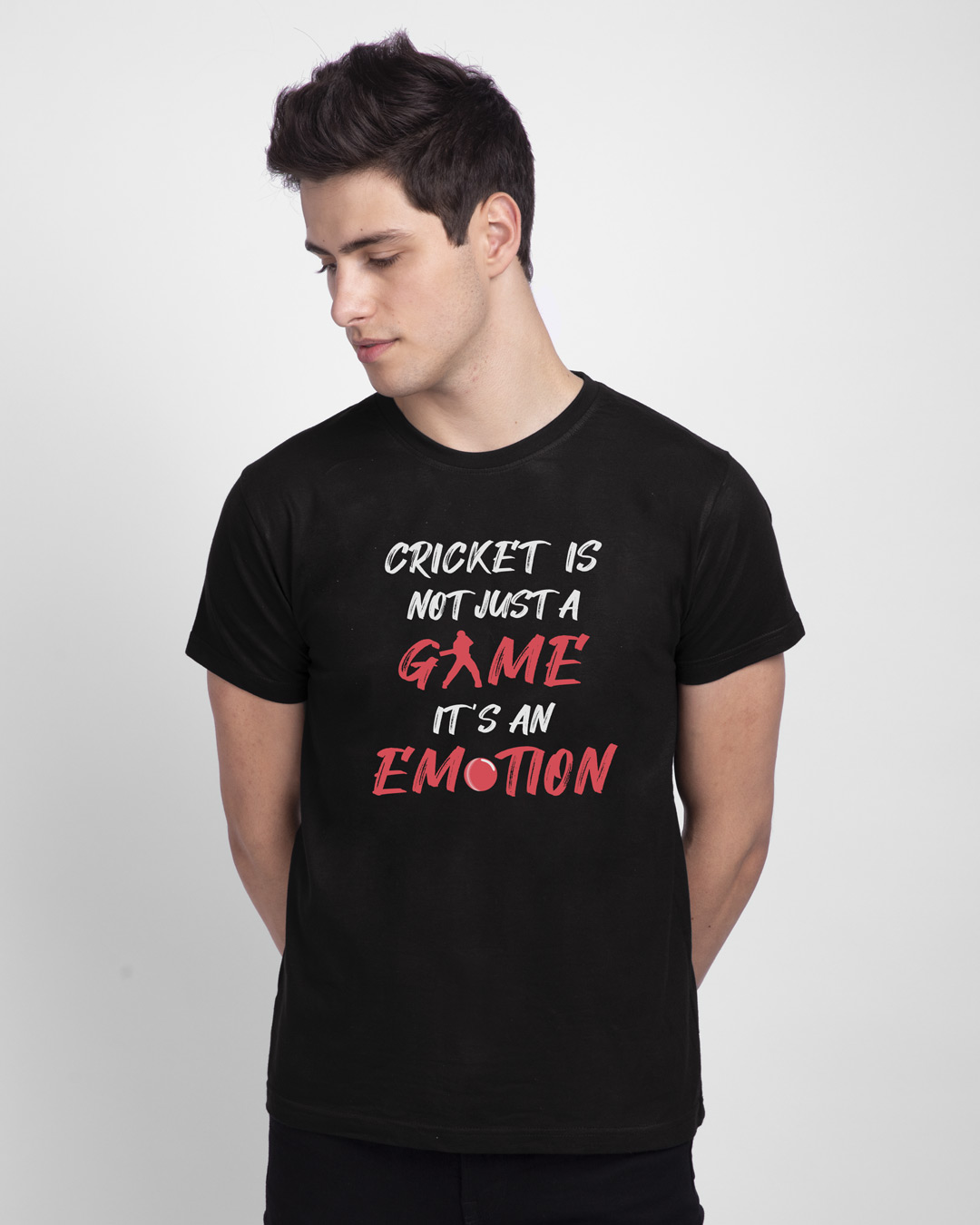 

Cricket Emotion Half Sleeve T-Shirt Black Men' Printed T-Shirts Bewakoof.com