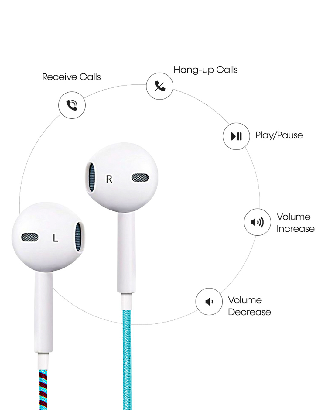 Shop Designer Series 3.5mm Universal In Ear Headphones With Mic And Volume Control-Back
