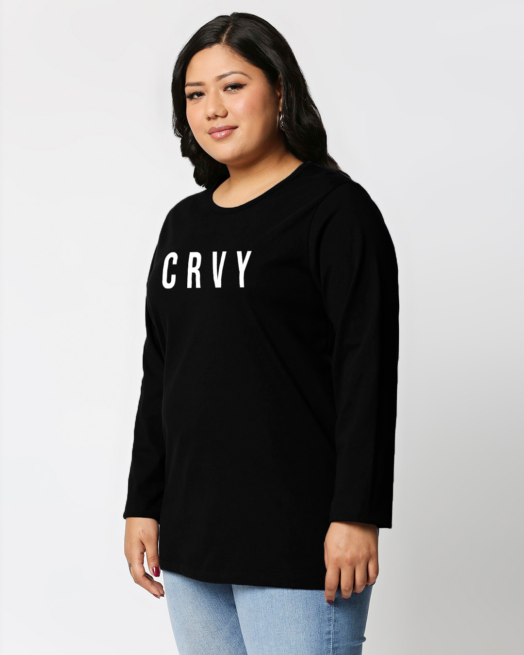Shop Crvy Boyfriend Printed T-Shirt Plus Size-Back