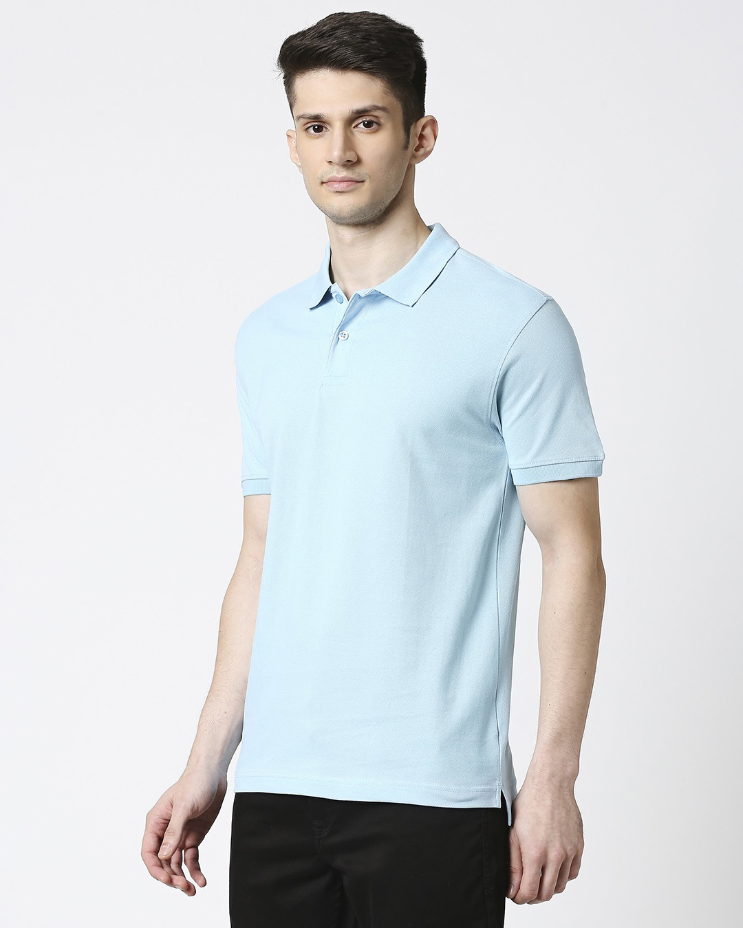 Shop Men's Crystal Blue Polo T-shirt-Back