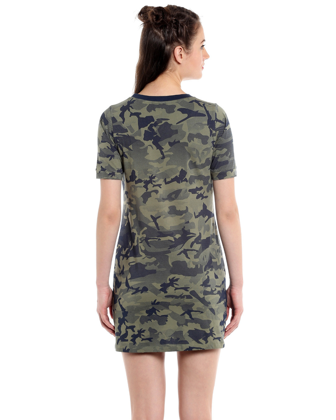 Shop Women's Green Abstract Regular Fit Dress-Back