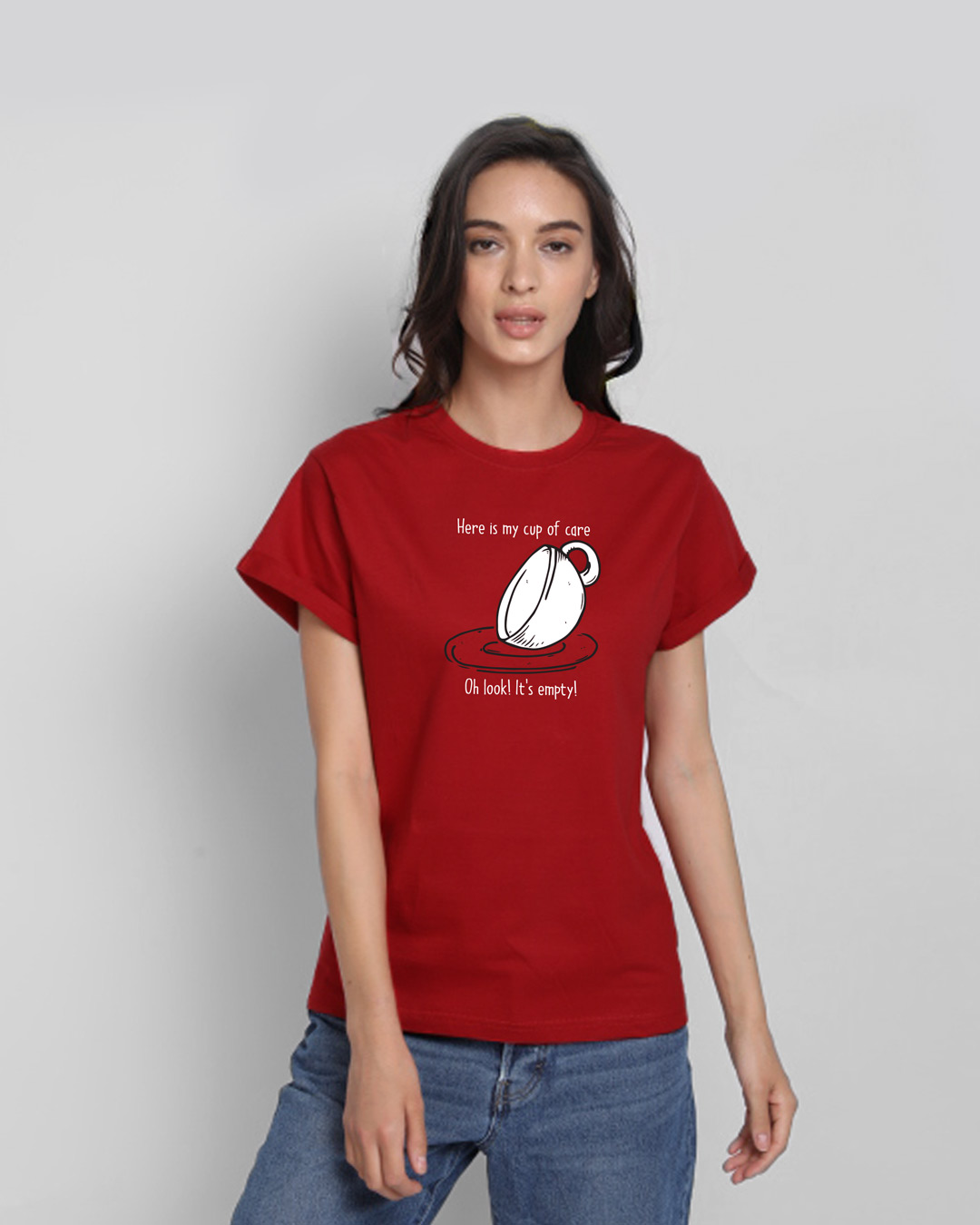 Shop Cup Of Care Boyfriend T-Shirt Bold Red-Back
