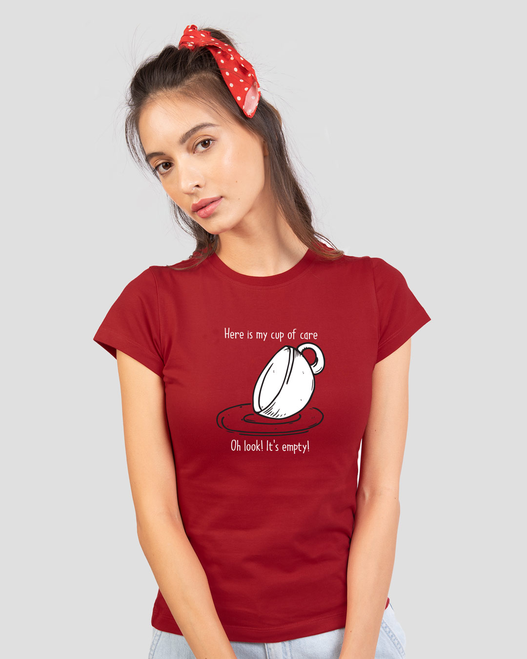 Shop Cup Of Care Half Sleeve T-Shirt Bold Red-Back