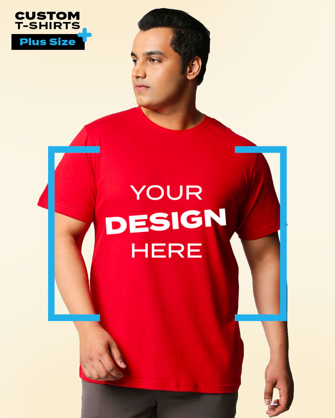 Buy Men's Red Customizable Plus Size T-shirt Online at Bewakoof