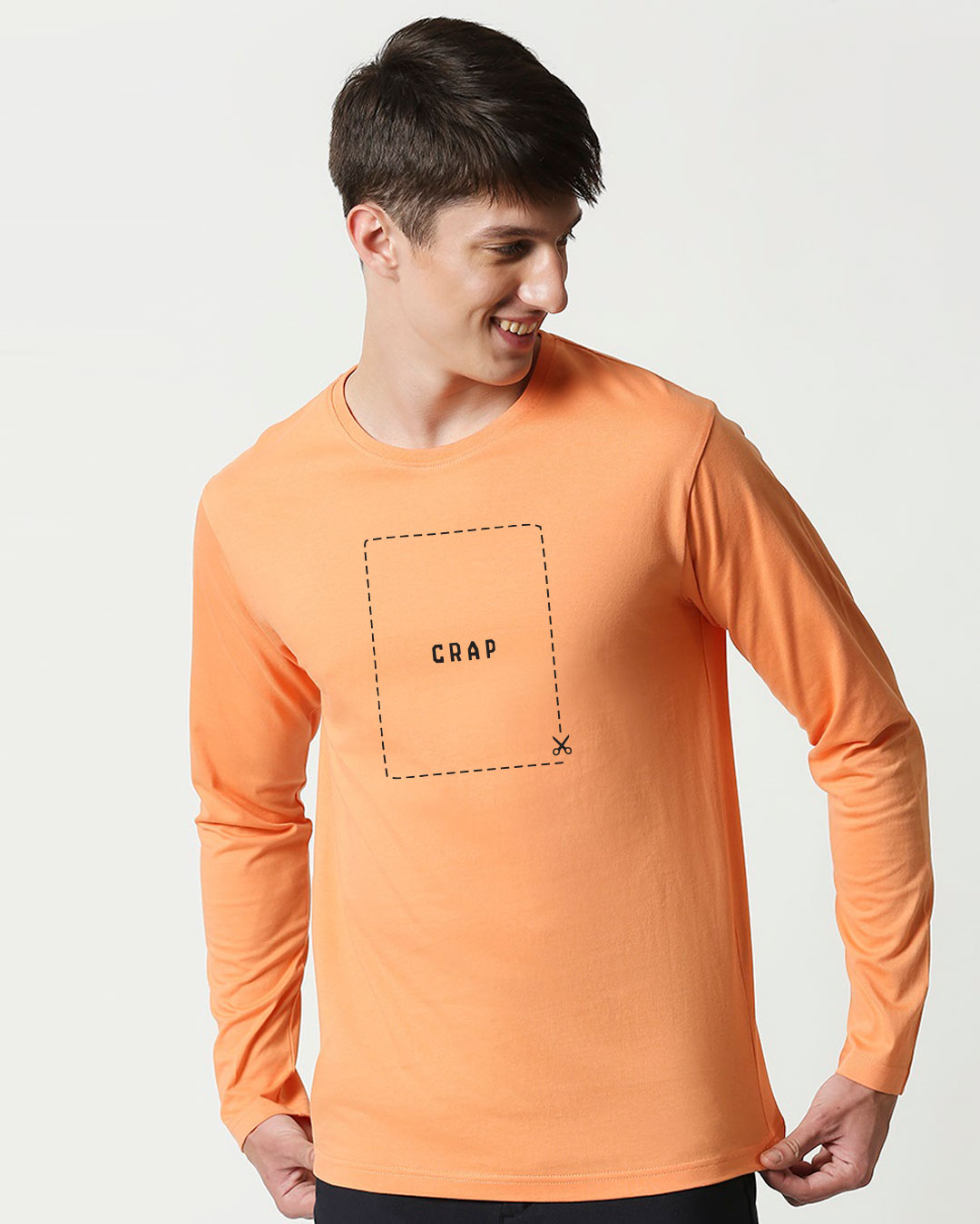 Shop Cut The Crap Full Sleeve T-Shirt Mock Orange -Back