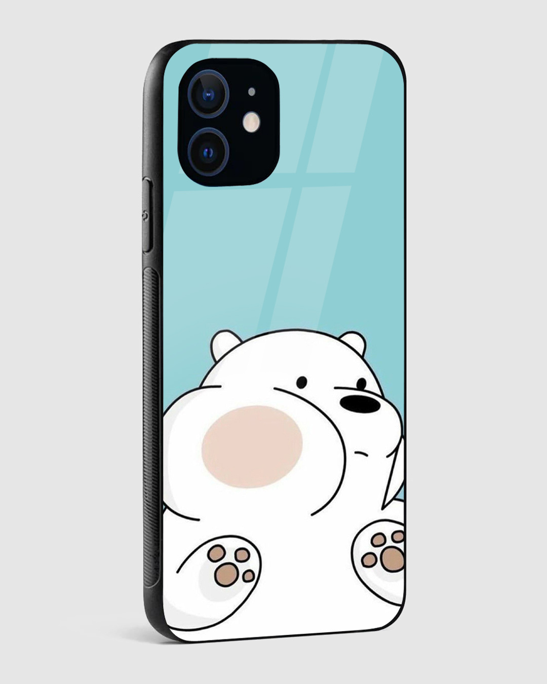 Shop Cute White Bear Premium Glass Case for Apple iPhone 12 Mini-Back