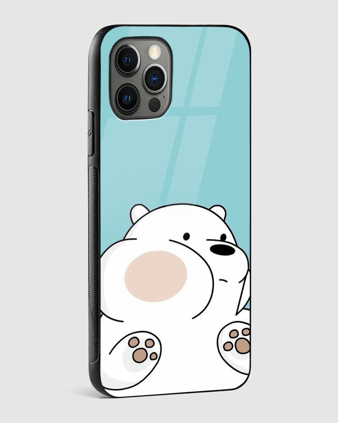 Shop Cute White Bear Premium Glass Case for Apple iPhone 14 Pro-Back