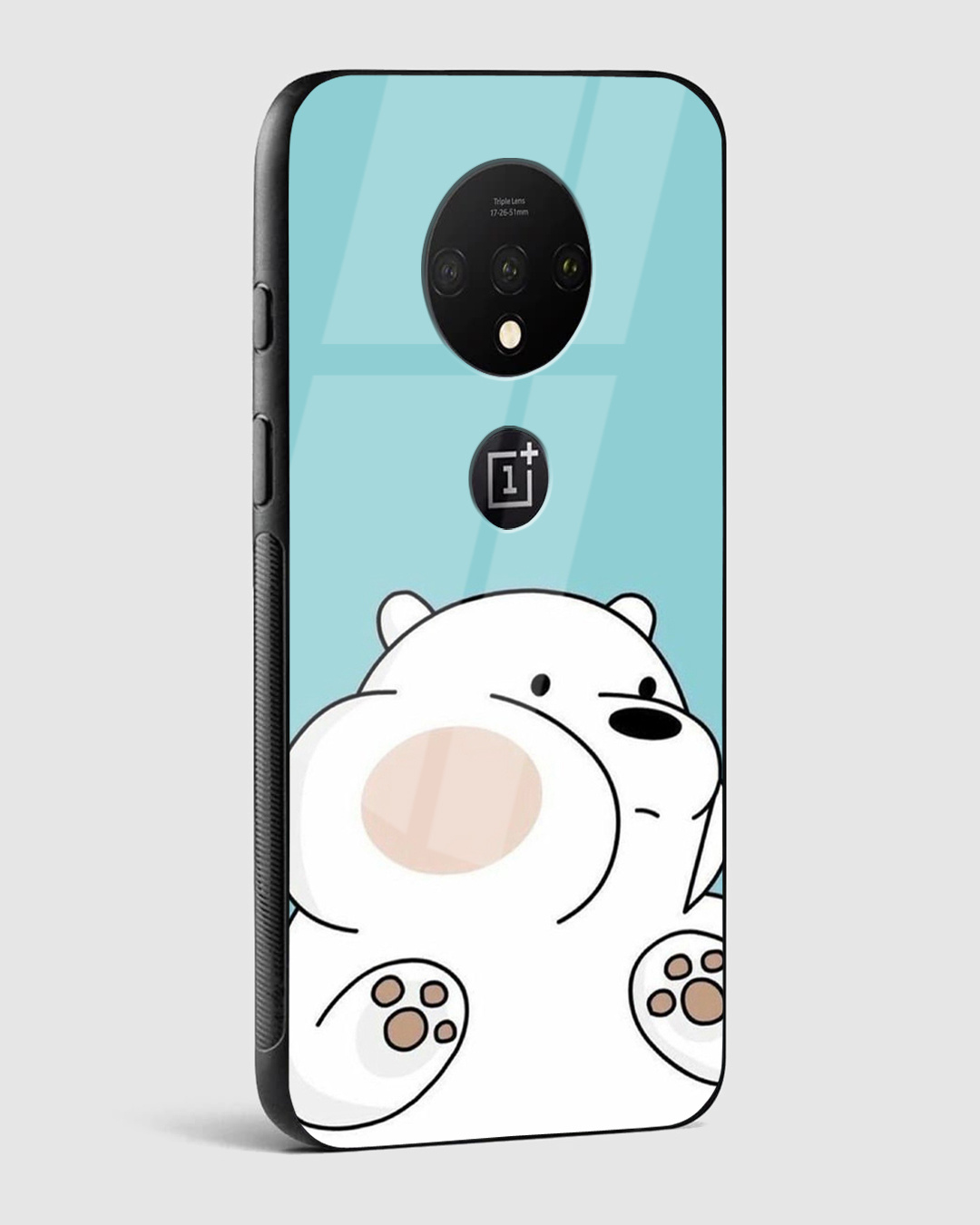 Shop Cute White Bear Premium Glass Case for OnePlus 7T-Back