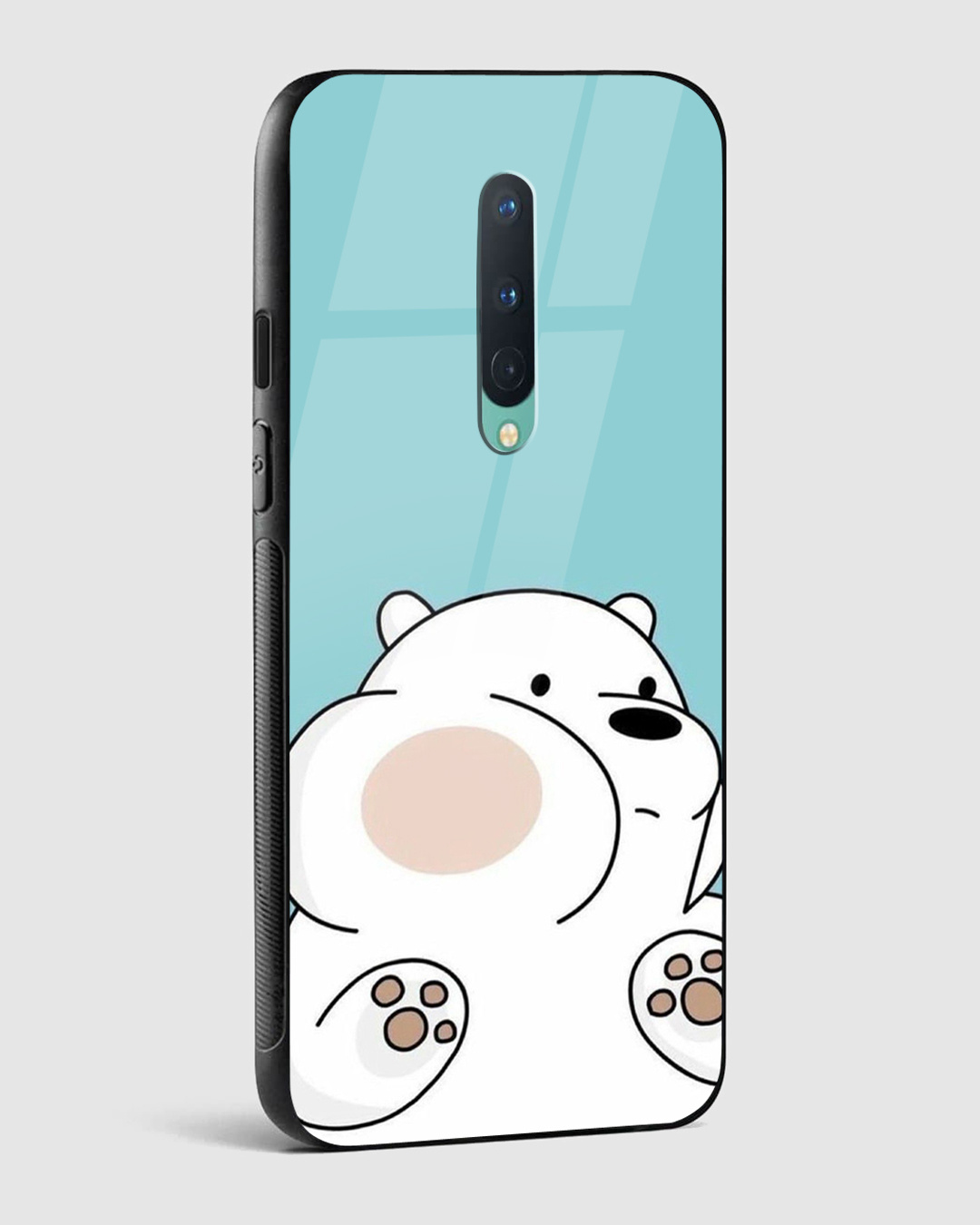 Shop Cute White Bear Premium Glass Case for OnePlus 8-Back