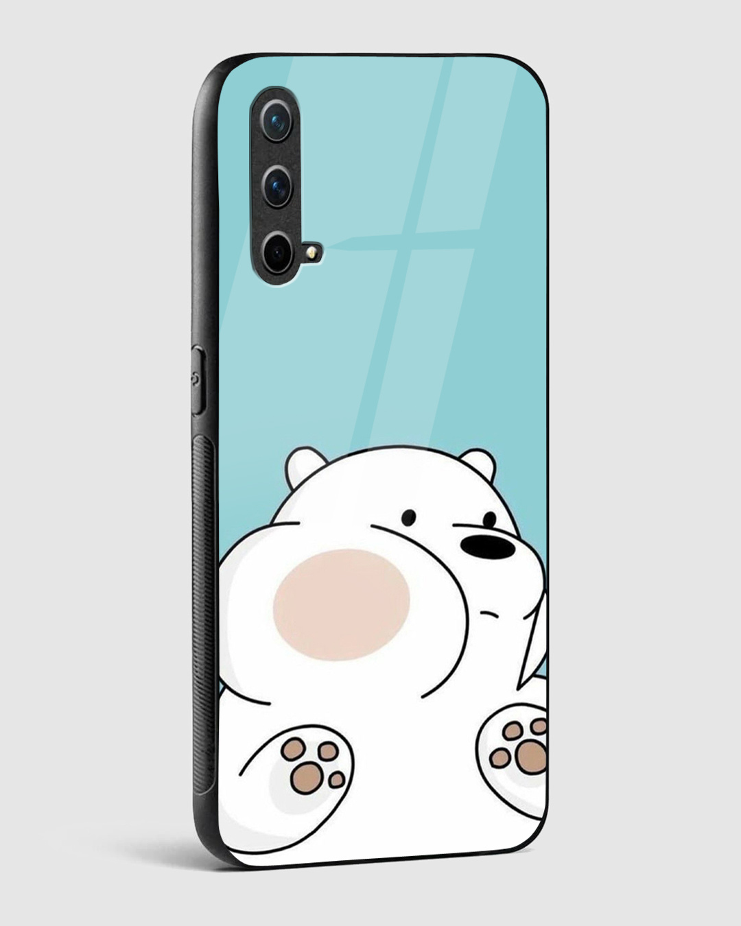 Shop Cute White Bear Premium Glass Case for OnePlus Nord CE 5G-Back