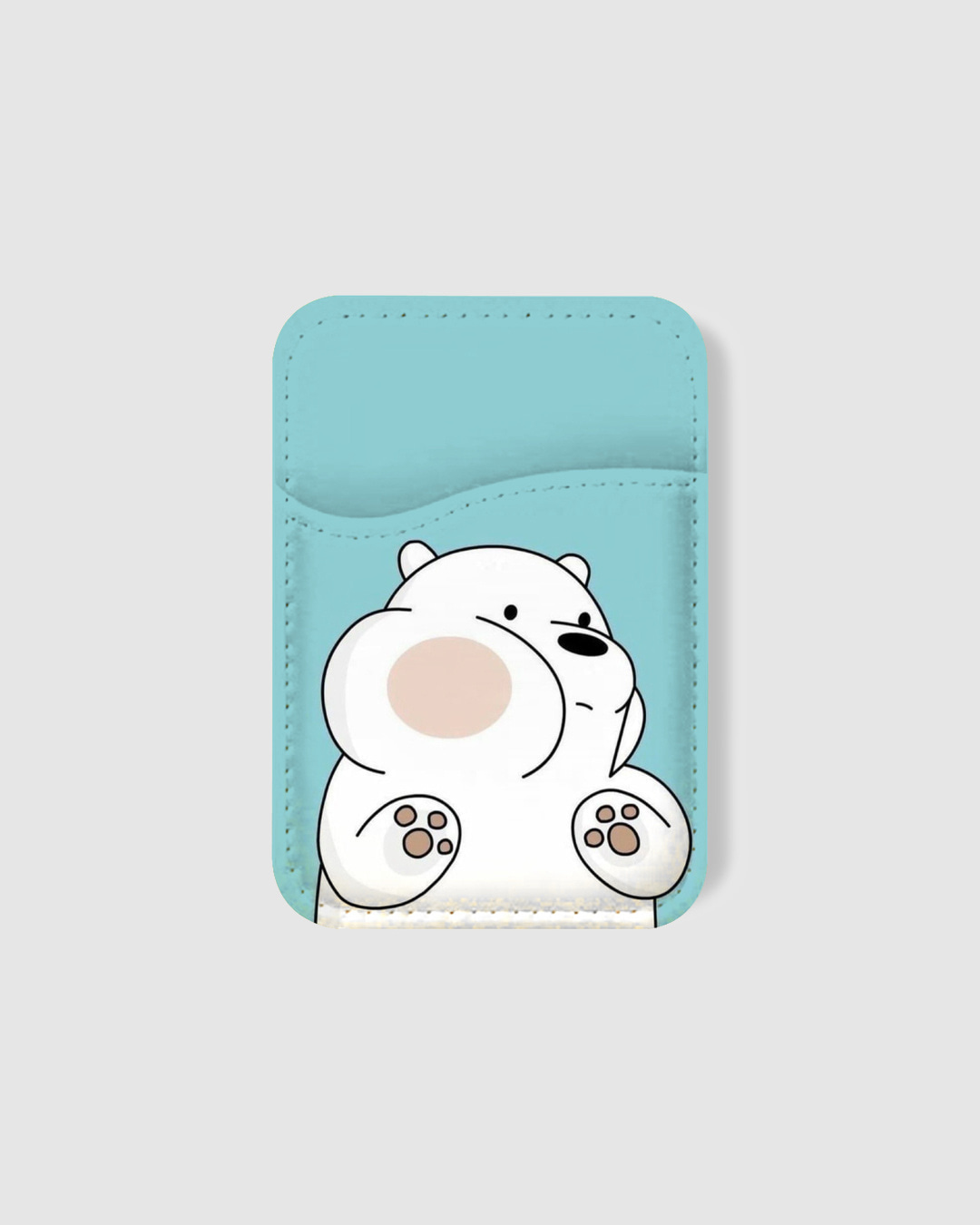 Shop Cute White Bear Printed Mobile Card Holders-Back