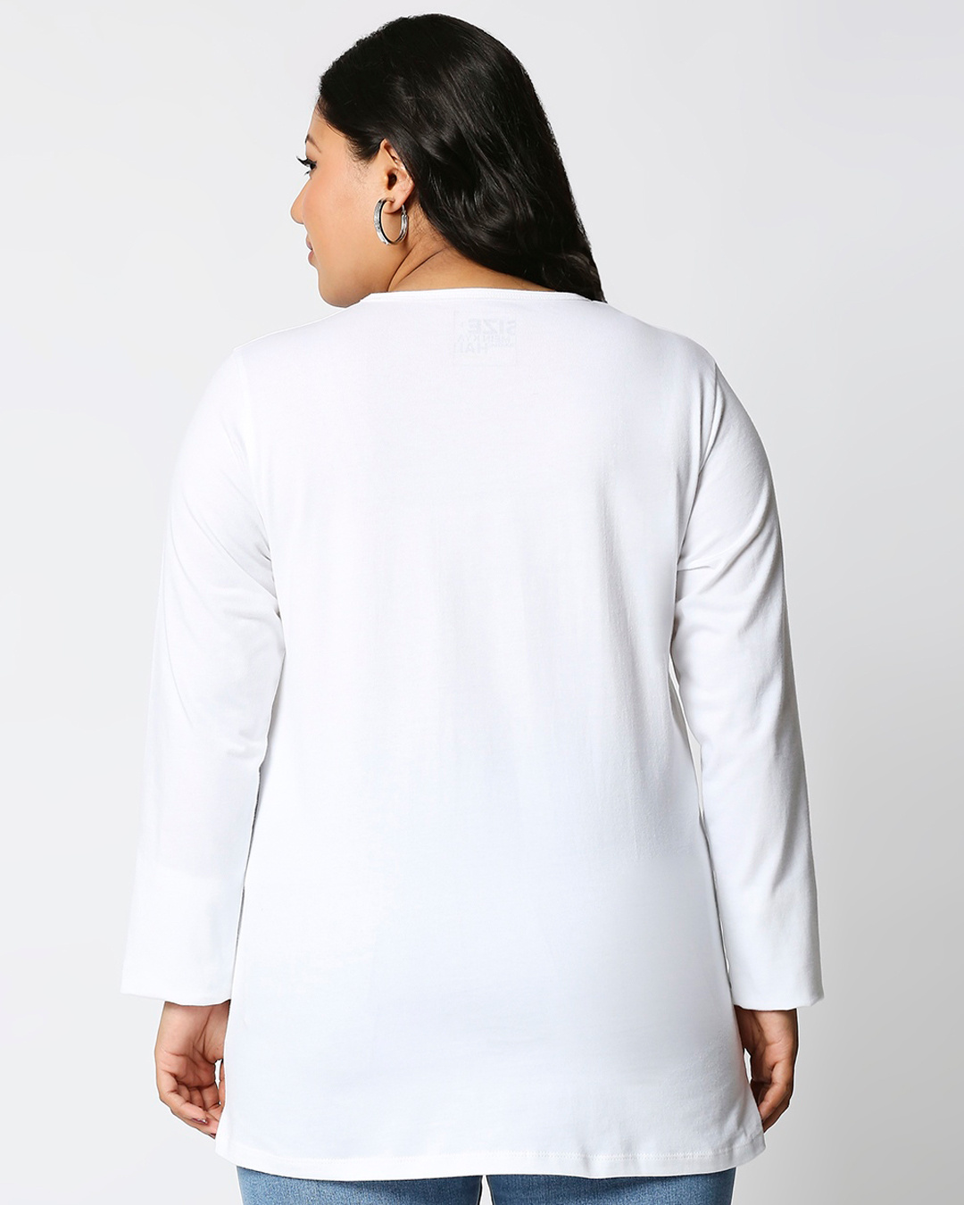 Shop Women's White Being Cute Graphic Printed Plus Size Boyfriend T-shirt-Back