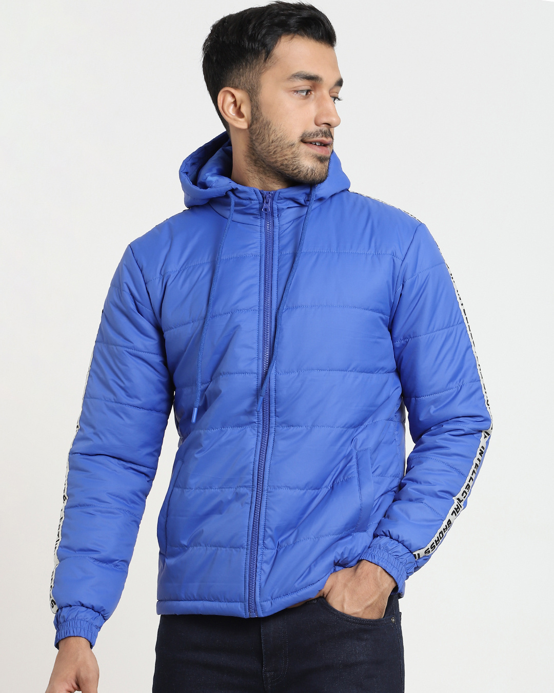 Shop Men's Blue Plus Size Puffer Jacket-Back