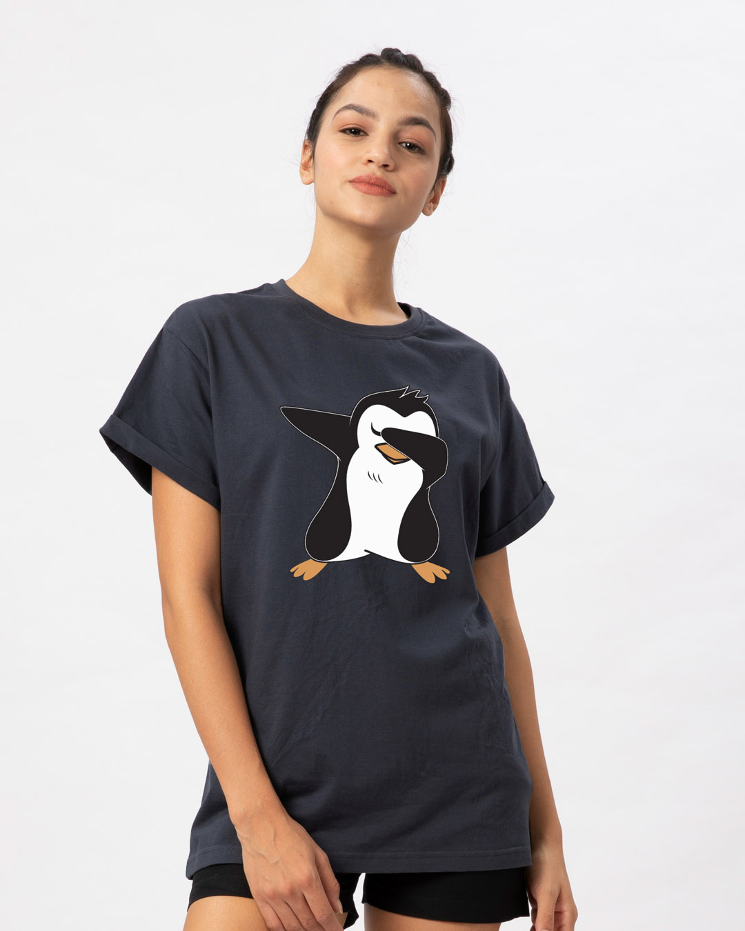 Shop Dab Penguin Boyfriend T-Shirt-Back