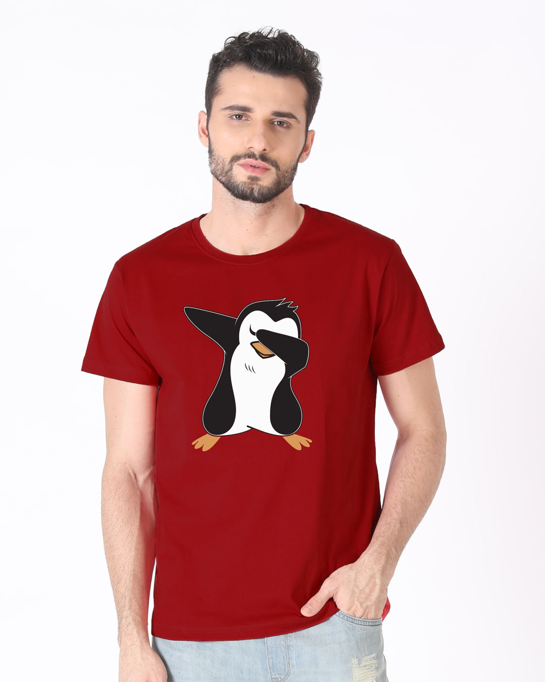 Shop Dab Penguin Half Sleeve T-Shirt-Back