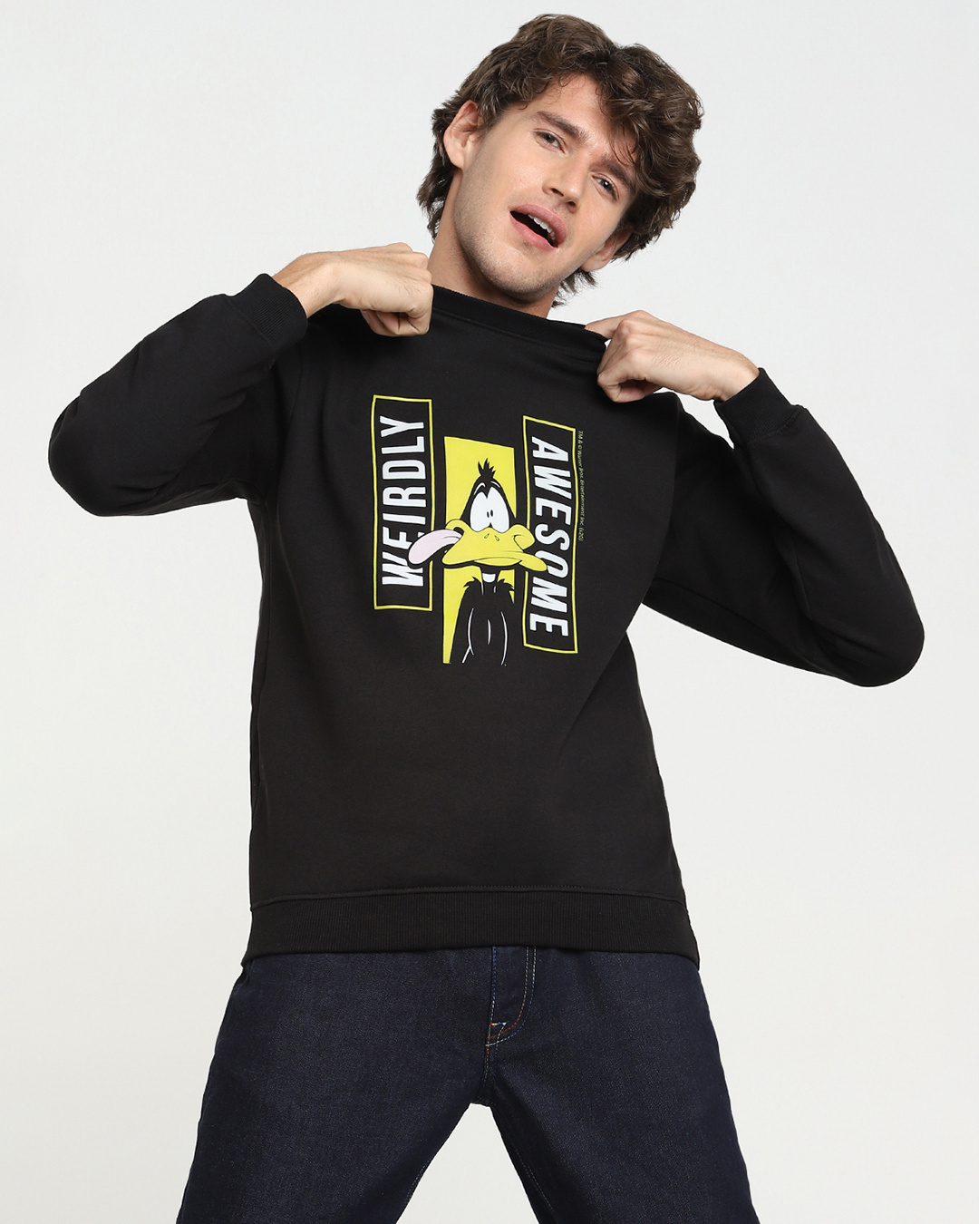Shop Men's Black Daffy Awesome Typography Sweater-Back