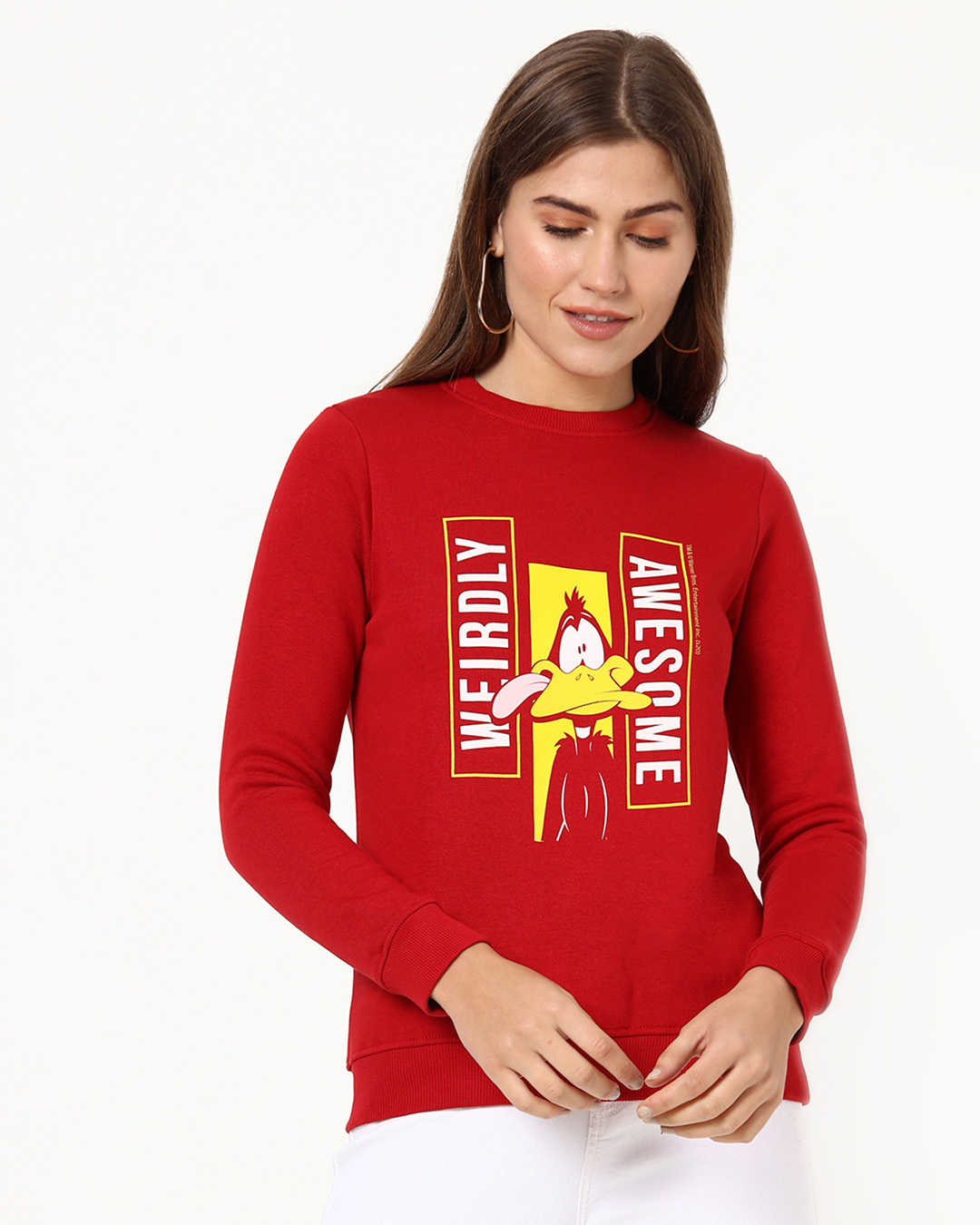 Shop Women's Red Daffy Awesome Graphic Printed Sweater-Back