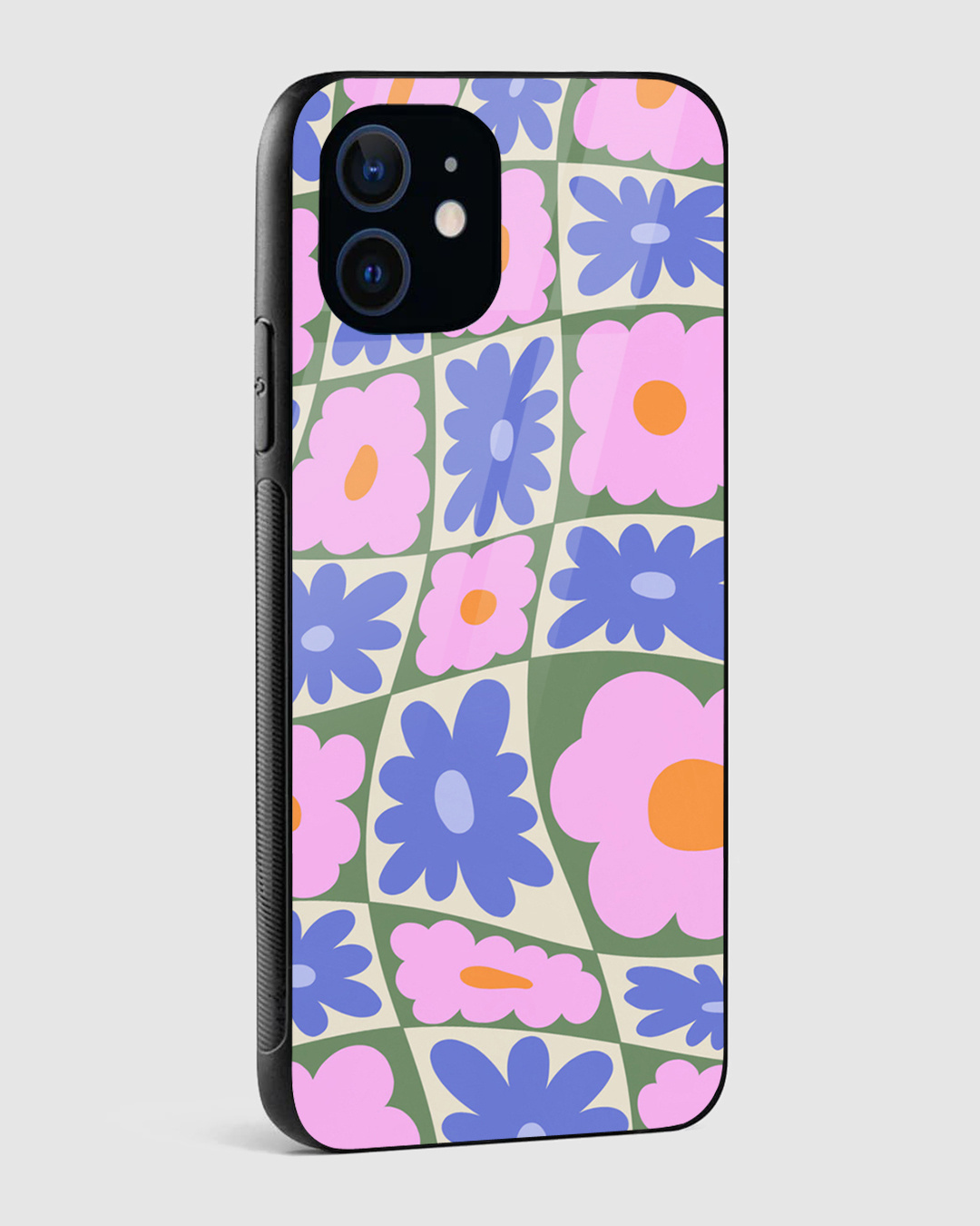 Shop Daisy Swirl Floral Premium Glass Case for Apple iPhone 12 Mini-Back