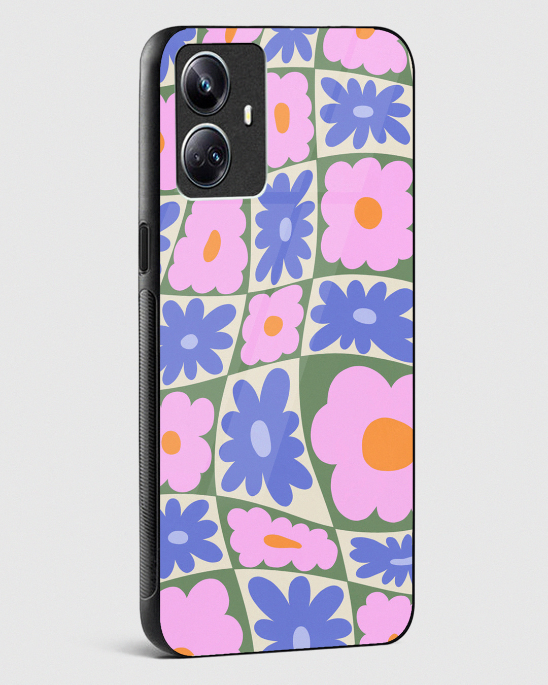 Shop Daisy Swirl Floral Premium Glass Case for Realme 10 Pro Plus 5G-Back