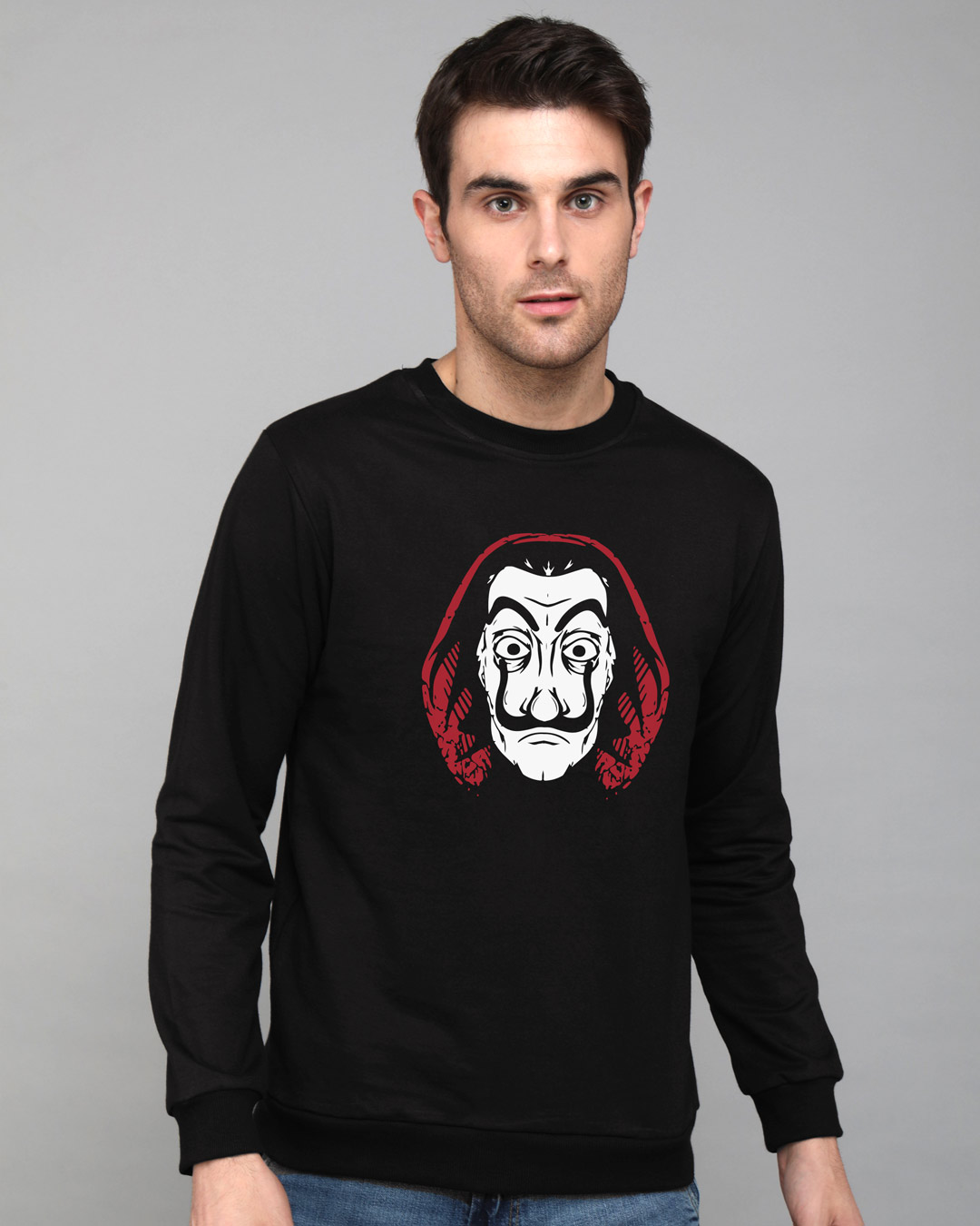 Shop Dali Mask Fleece Light Sweatshirts-Back