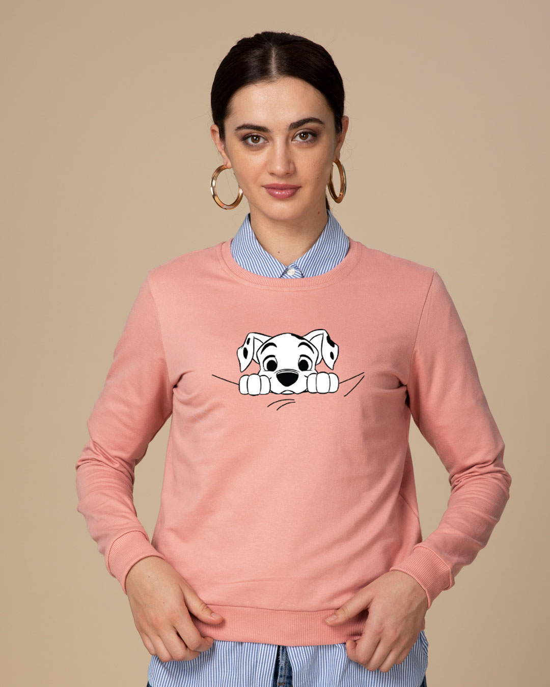Shop Dalmatian Puppy Fleece Light Sweatshirt (DL)-Back