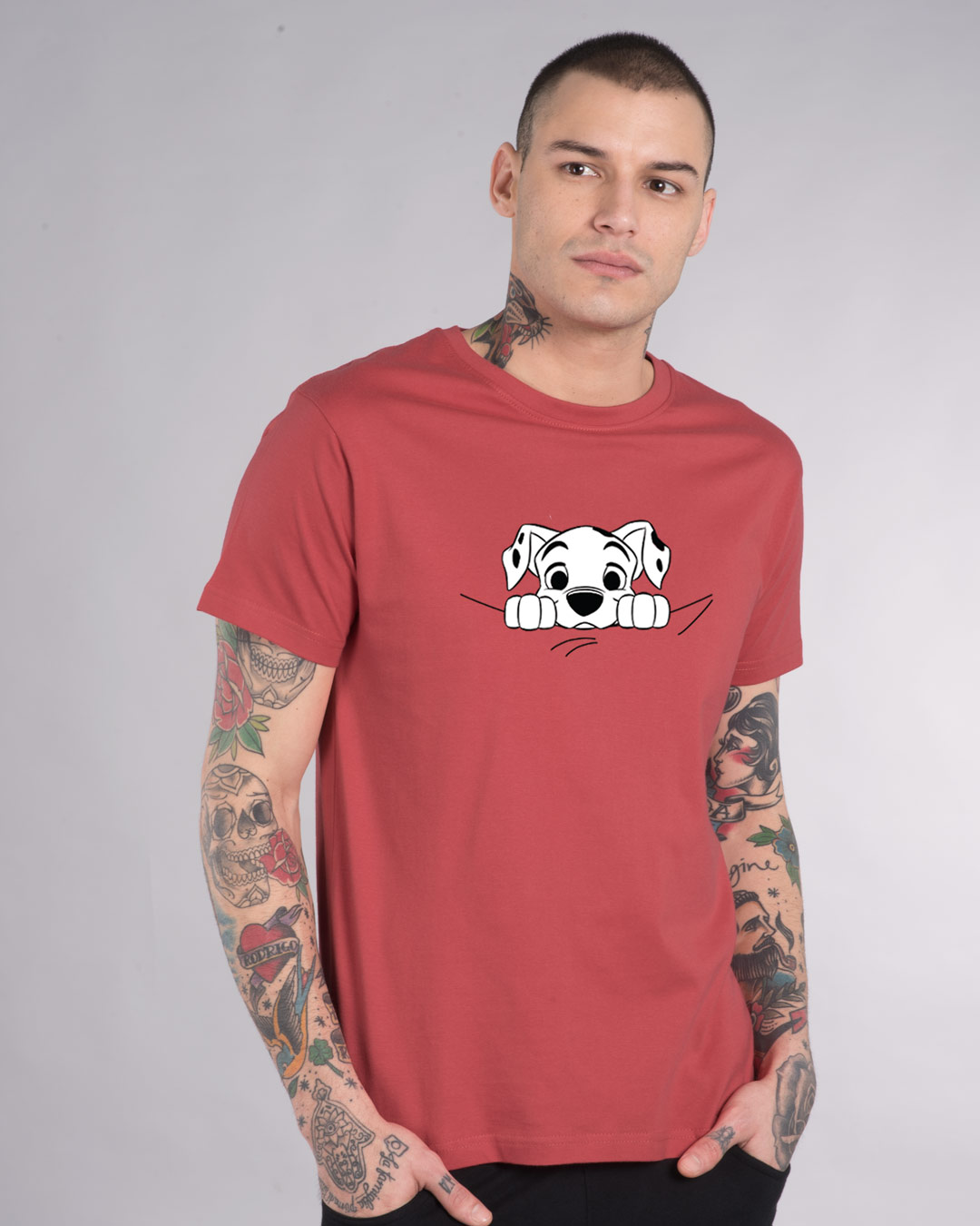 Shop Dalmatian Puppy Half Sleeve T-Shirt (DL)-Back