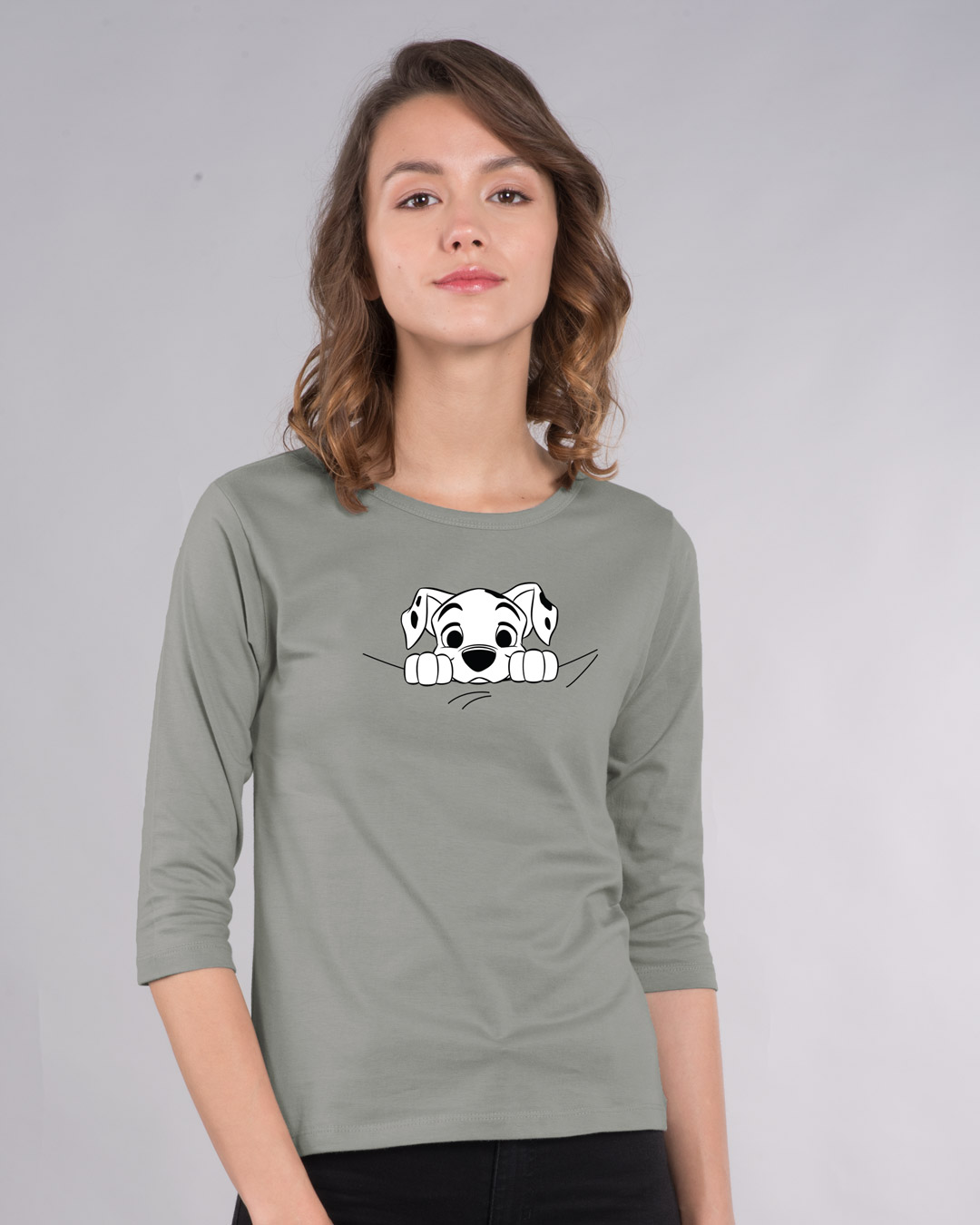 Shop Dalmatian Puppy Round Neck 3/4th Sleeve T-Shirt (DL)-Back