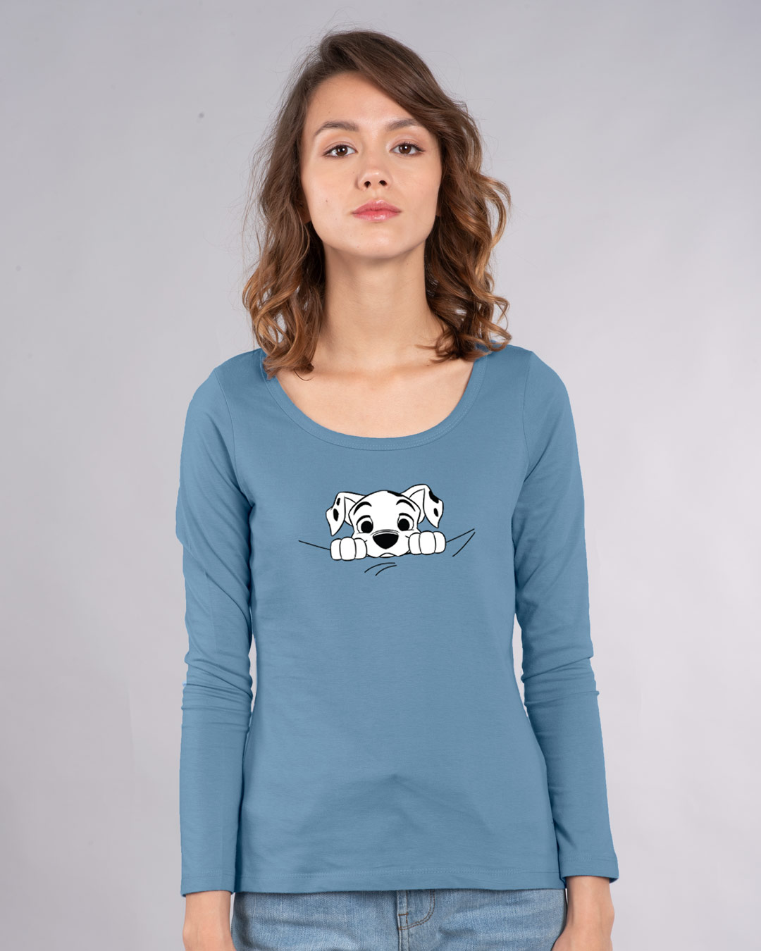 Shop Dalmatian Puppy Scoop Neck Full Sleeve T-Shirt (DL)-Back
