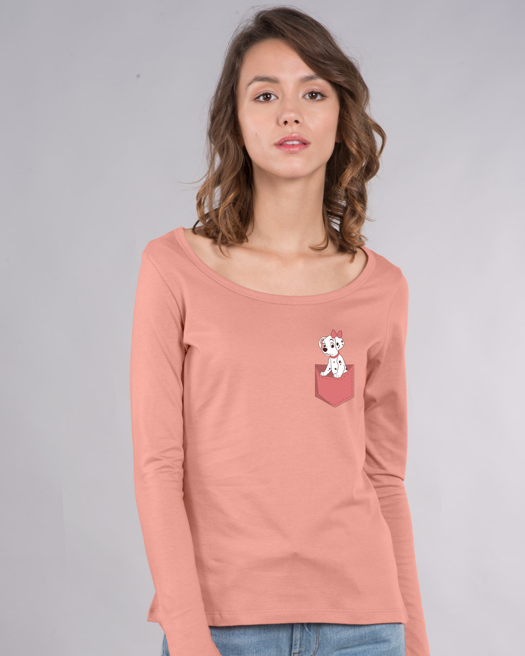 Shop Dalmation Pocket Scoop Neck Full Sleeve T-Shirt (DL)-Back