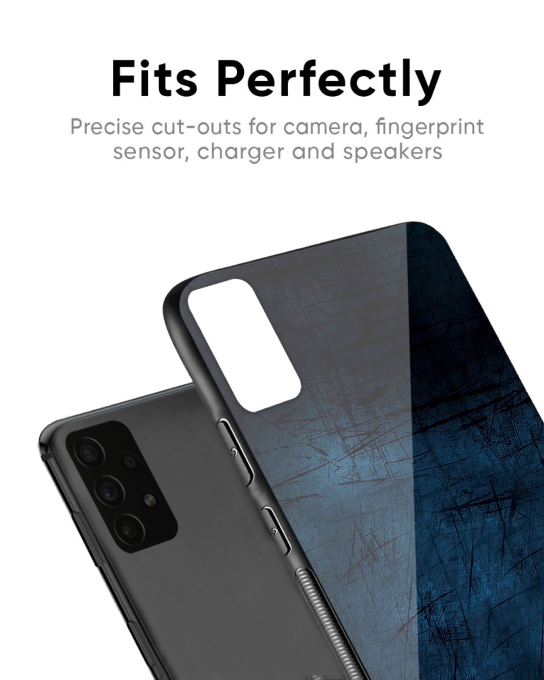 Shop Dark Blue Grunge Premium Glass Case for OnePlus Nord 2 5G (Shock Proof, Scratch Resistant)-Back