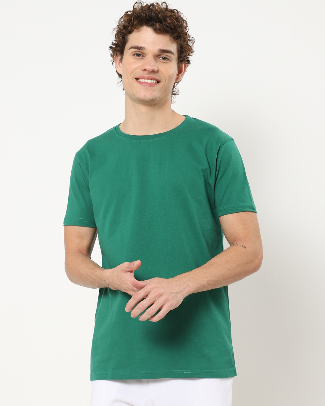 Shop Dark Forest Green Half Sleeve T-Shirt-Back