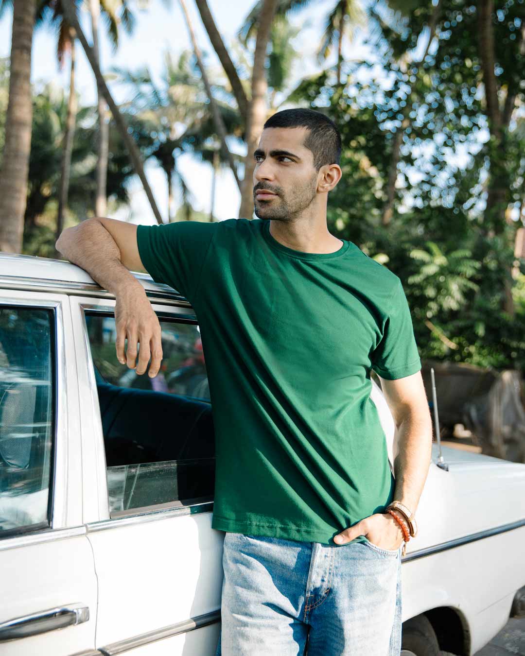 

Dark Forest Green Half Sleeve T-Shirt Men' Plain T-Shirts Bewakoof.com