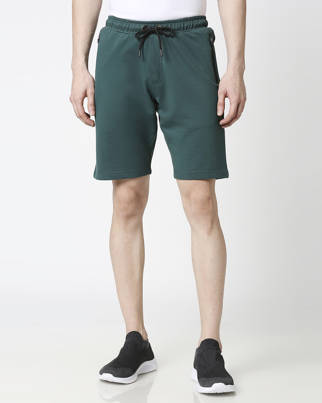 Buy Dark Forest Green Men's Casual Shorts With Zipper for Men green