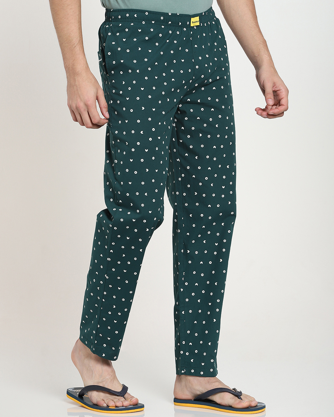 Shop Dark Green AOP Geometric Print A Pyjamas-Back