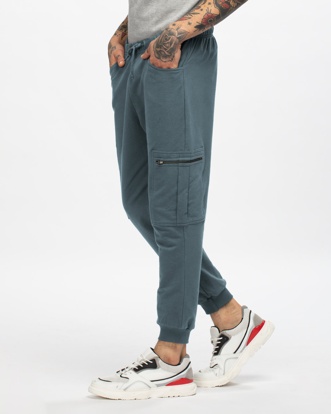 Shop Dark Grey Casual Cargo Zipper Joggers-Back