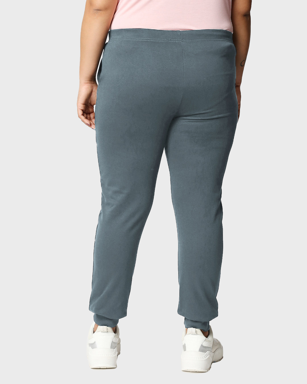 Shop Dark Grey Plus Size Casual Jogger Pants-Back