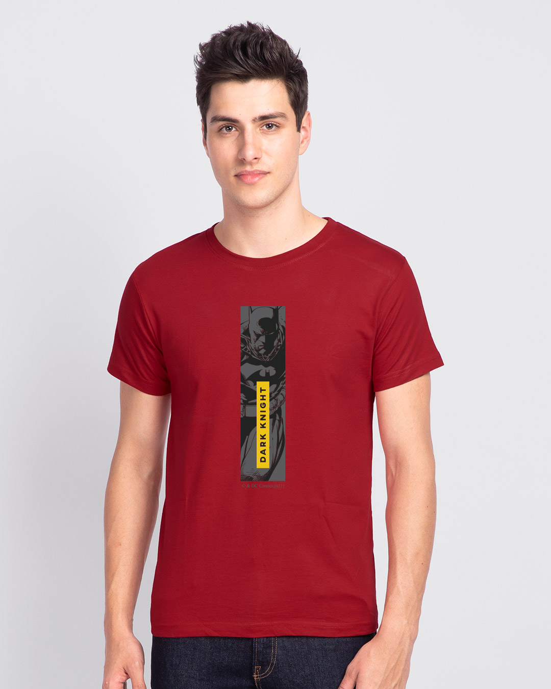 Shop Dark Knight Stripe Half Sleeve T-Shirt Bold Red (BML)-Back