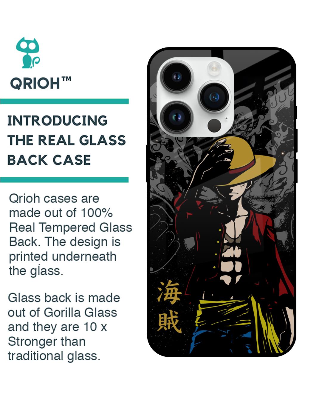 Shop Dark Luffy Premium Glass Case for Apple iPhone 14 Pro (Shock Proof,Scratch Resistant)-Back