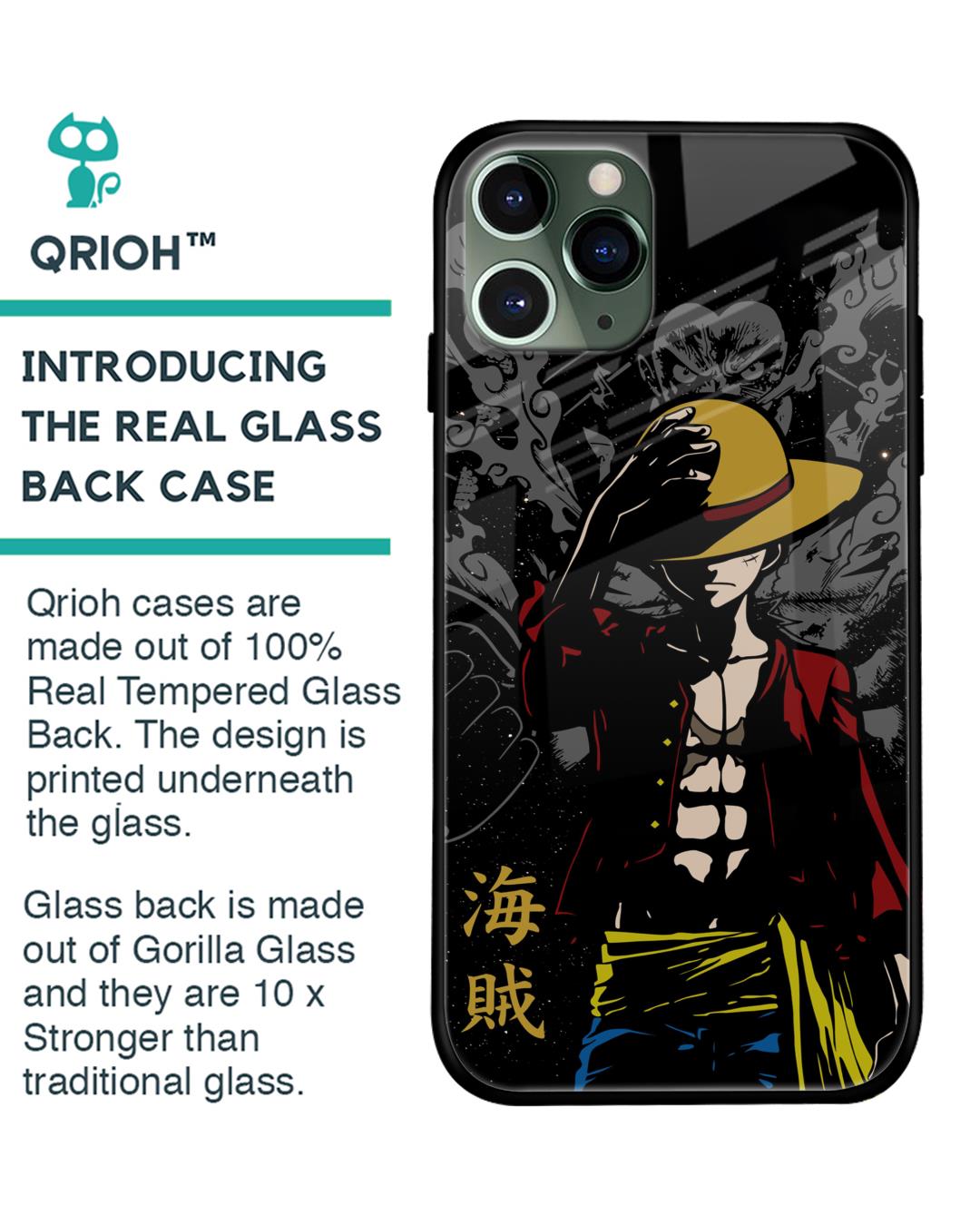 Shop Dark Luffy Premium Glass Case for iPhone 11 Pro (Shock Proof, Scratch Resistant)-Back