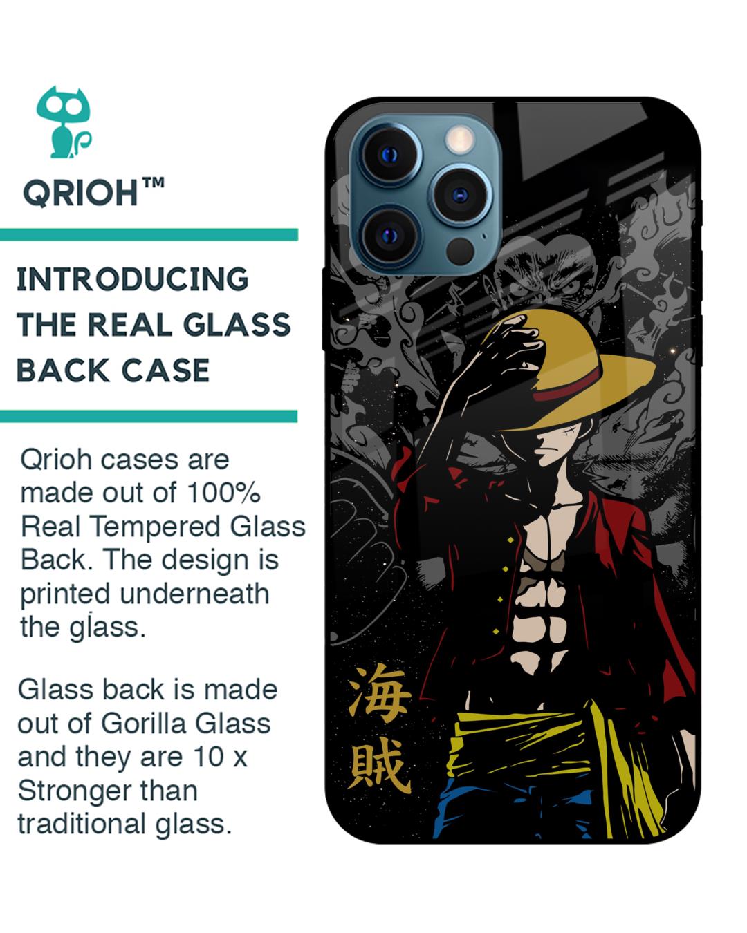 Shop Dark Luffy Premium Glass Case for iPhone 12 Pro Max (Shock Proof, Scratch Resistant)-Back
