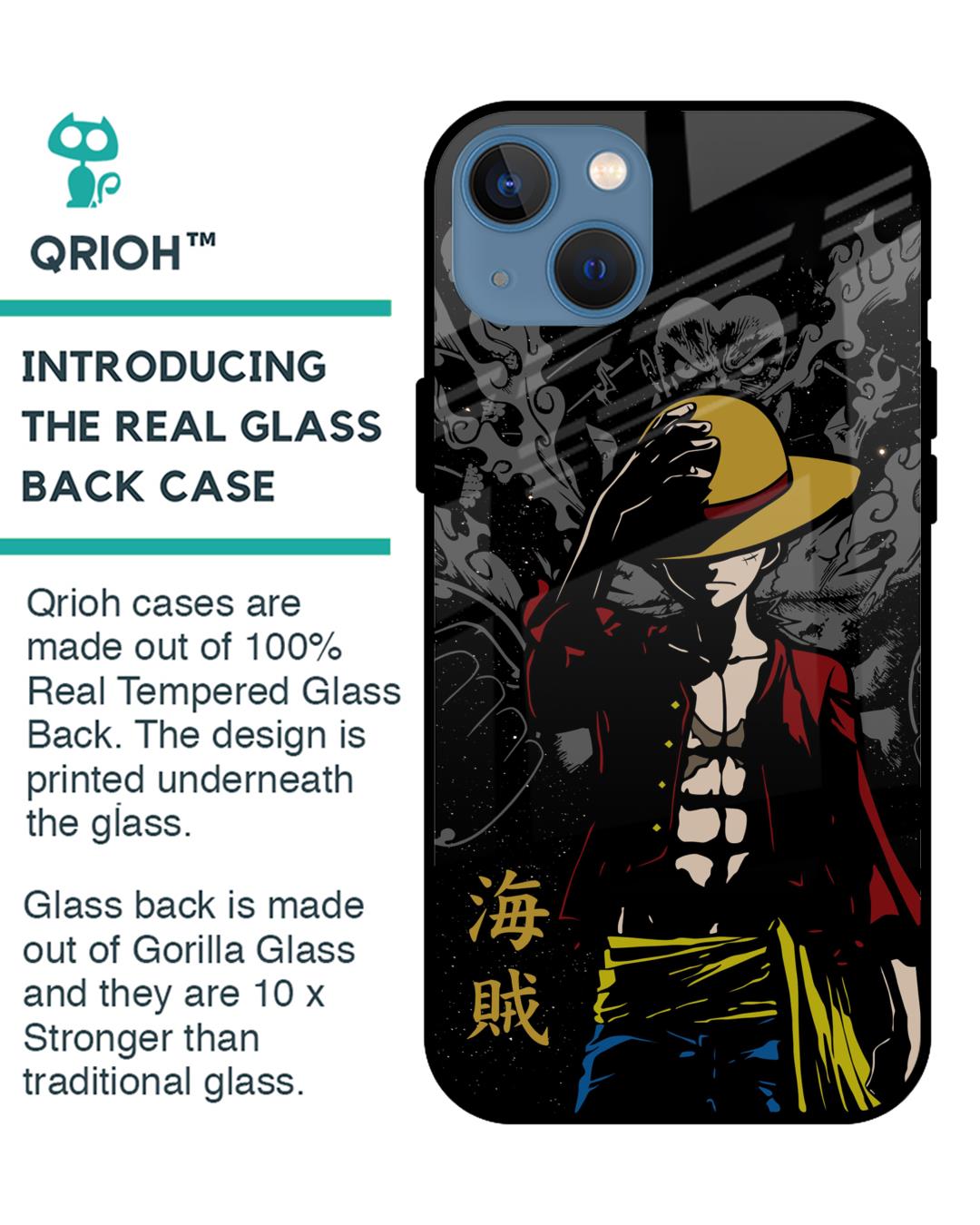 Shop Dark Luffy Premium Glass Case for iPhone 13 mini (Shock Proof, Scratch Resistant)-Back